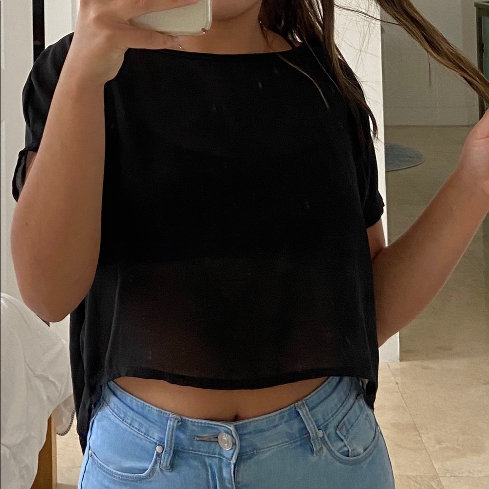 Black Mesh See-Through top